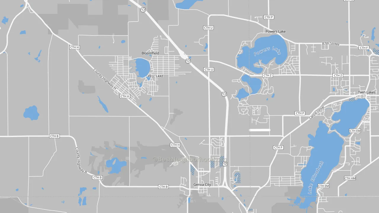 Transit Grade map of 53128, WI