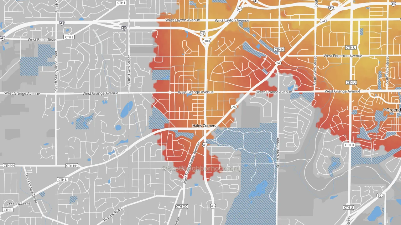 Transit Grade map of 53130, WI