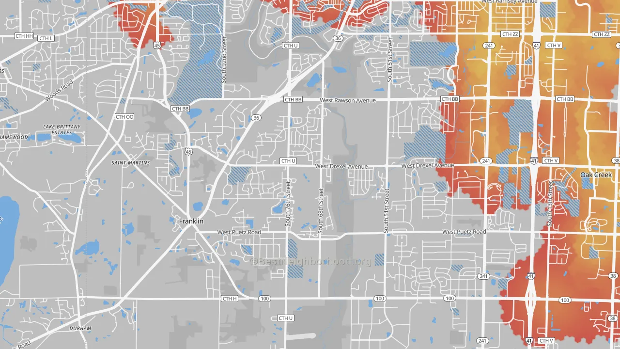 Transit Grade map of 53132, WI