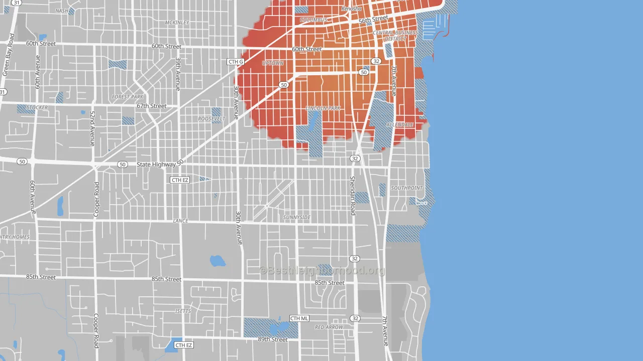 Transit Grade map of 53143, WI