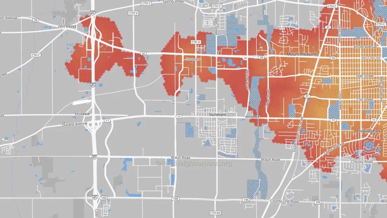 Transit Grade map of 53177, WI