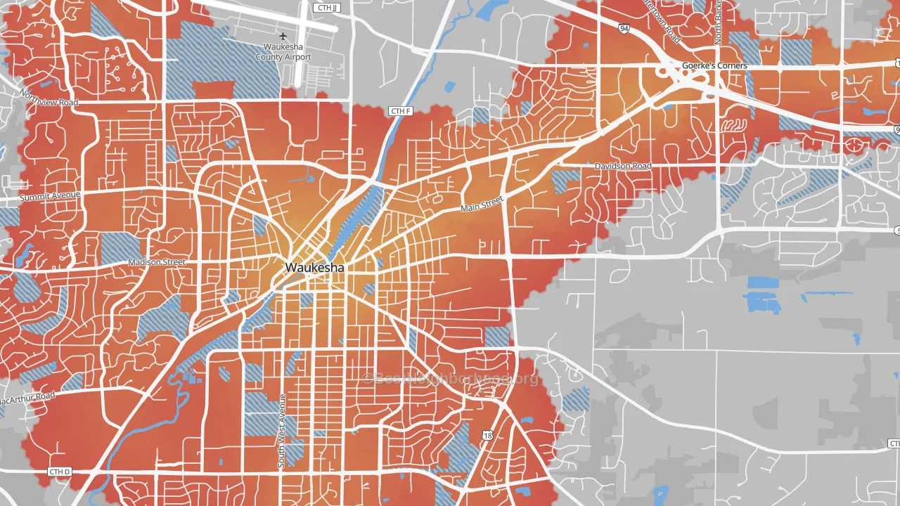 Transit Grade map of 53186, WI