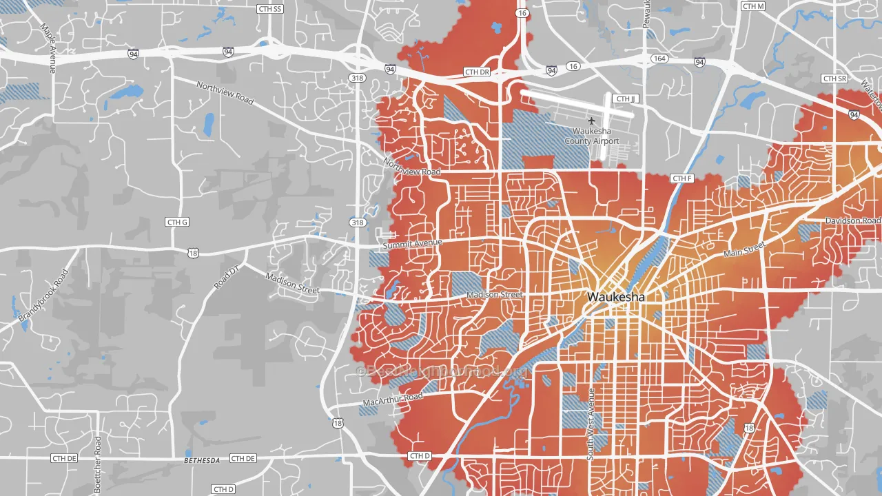 Transit Grade map of 53188, WI