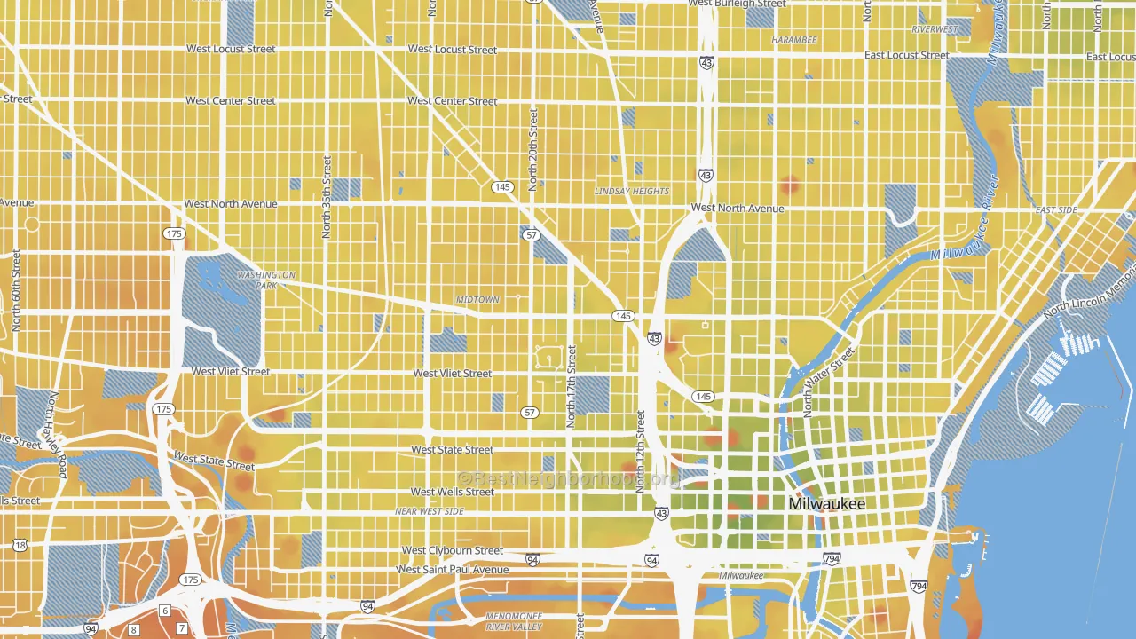 Transit Grade map of 53205, WI