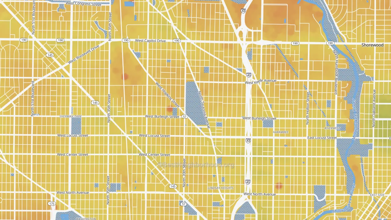 Transit Grade map of 53206, WI