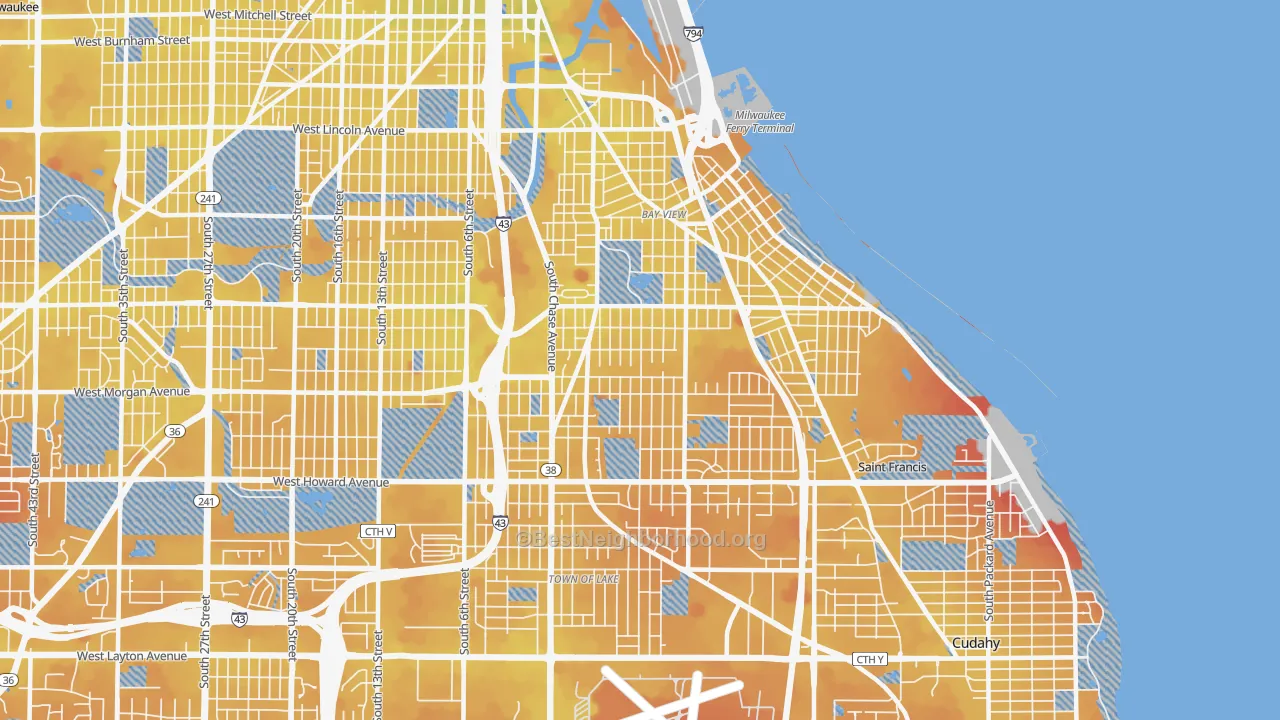 Transit Grade map of 53207, WI