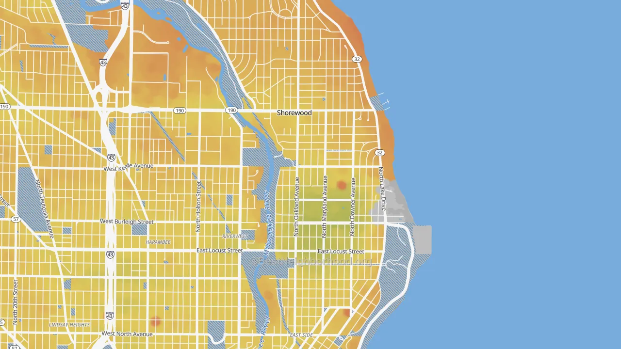 Transit Grade map of 53211, WI