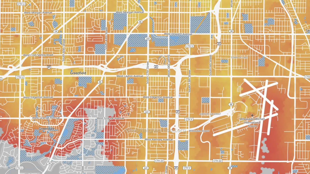 Transit Grade map of 53221, WI