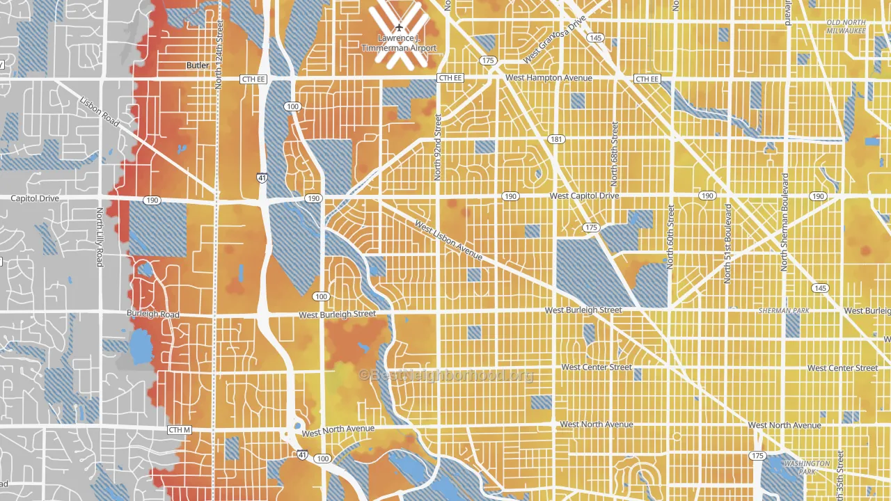 Transit Grade map of 53222, WI