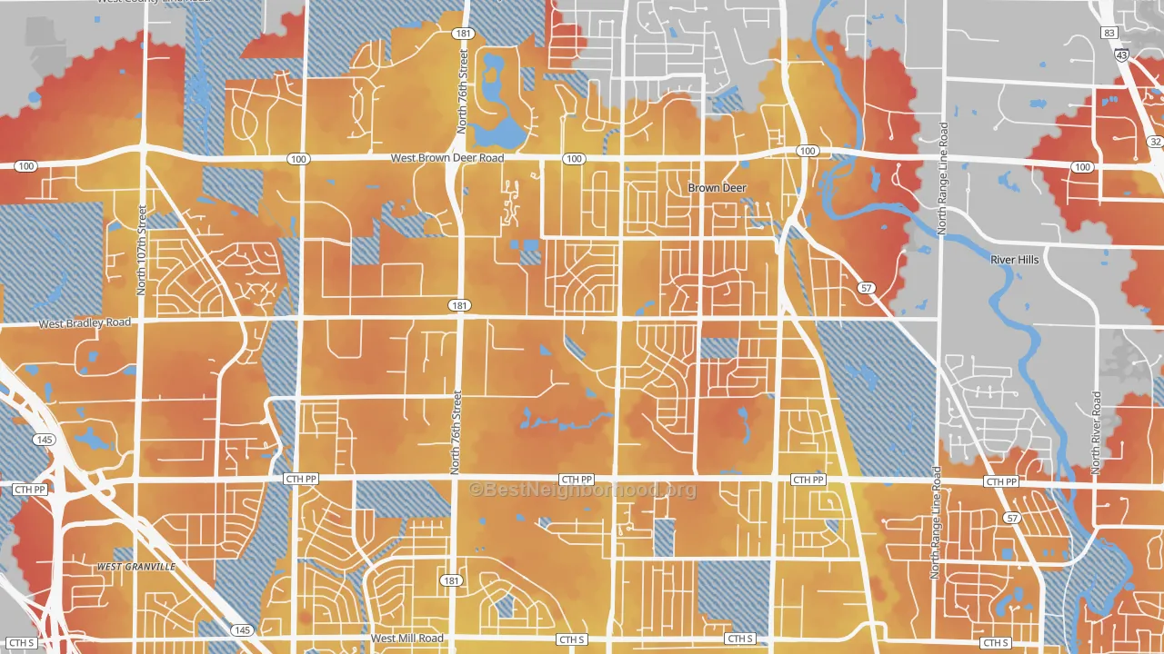 Transit Grade map of 53223, WI