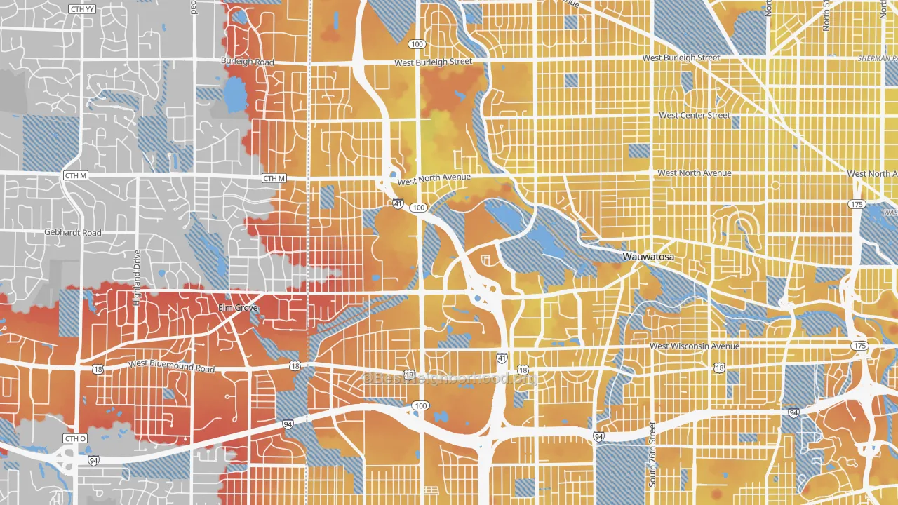 Transit Grade map of 53226, WI