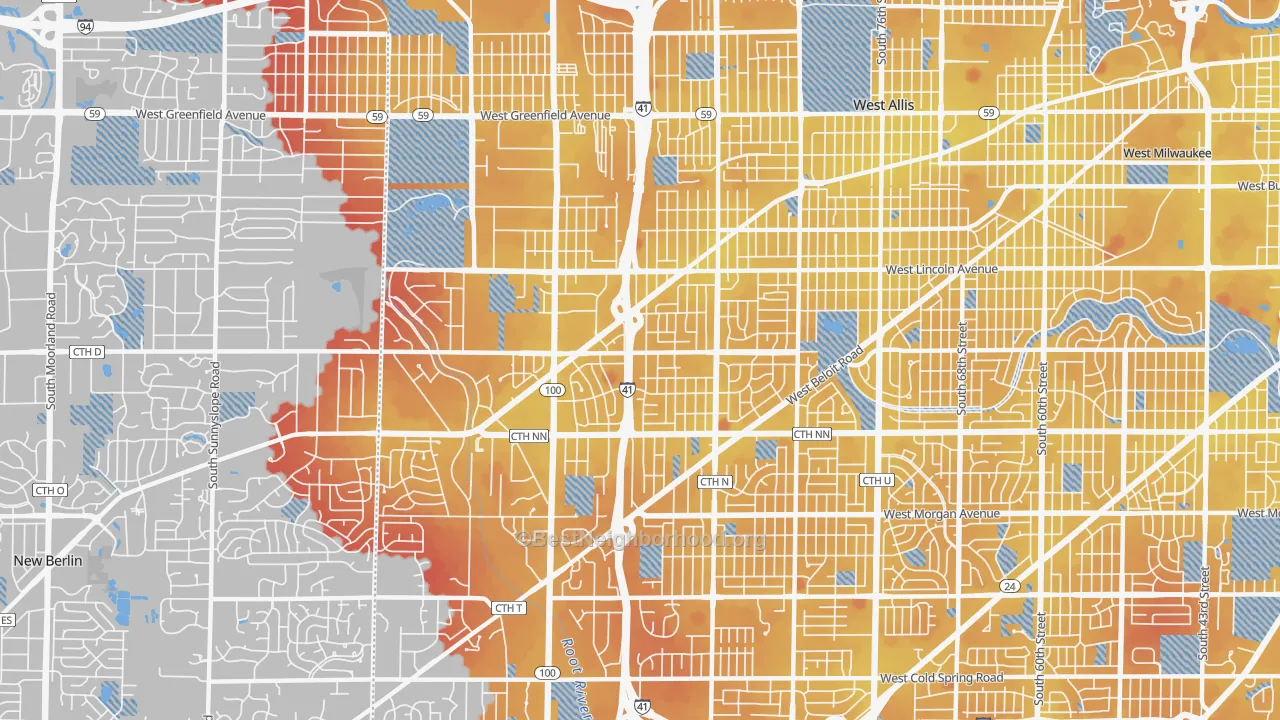 Transit Grade map of 53227, WI