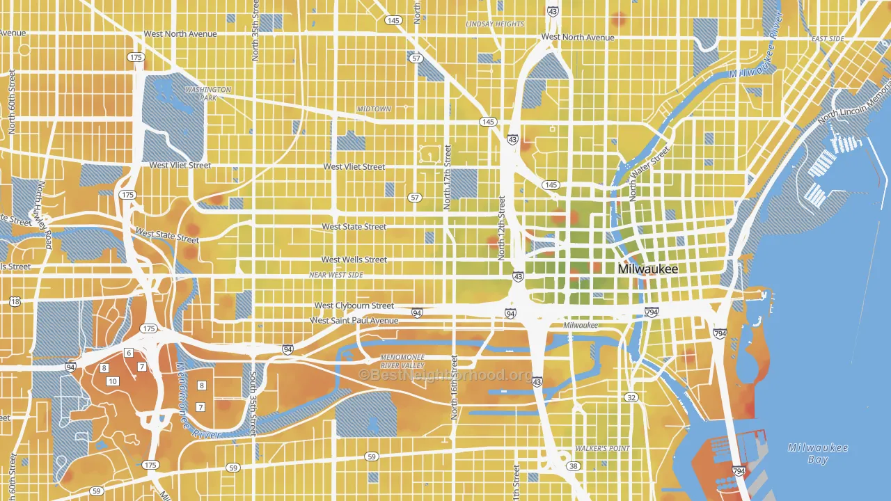 Transit Grade map of 53233, WI