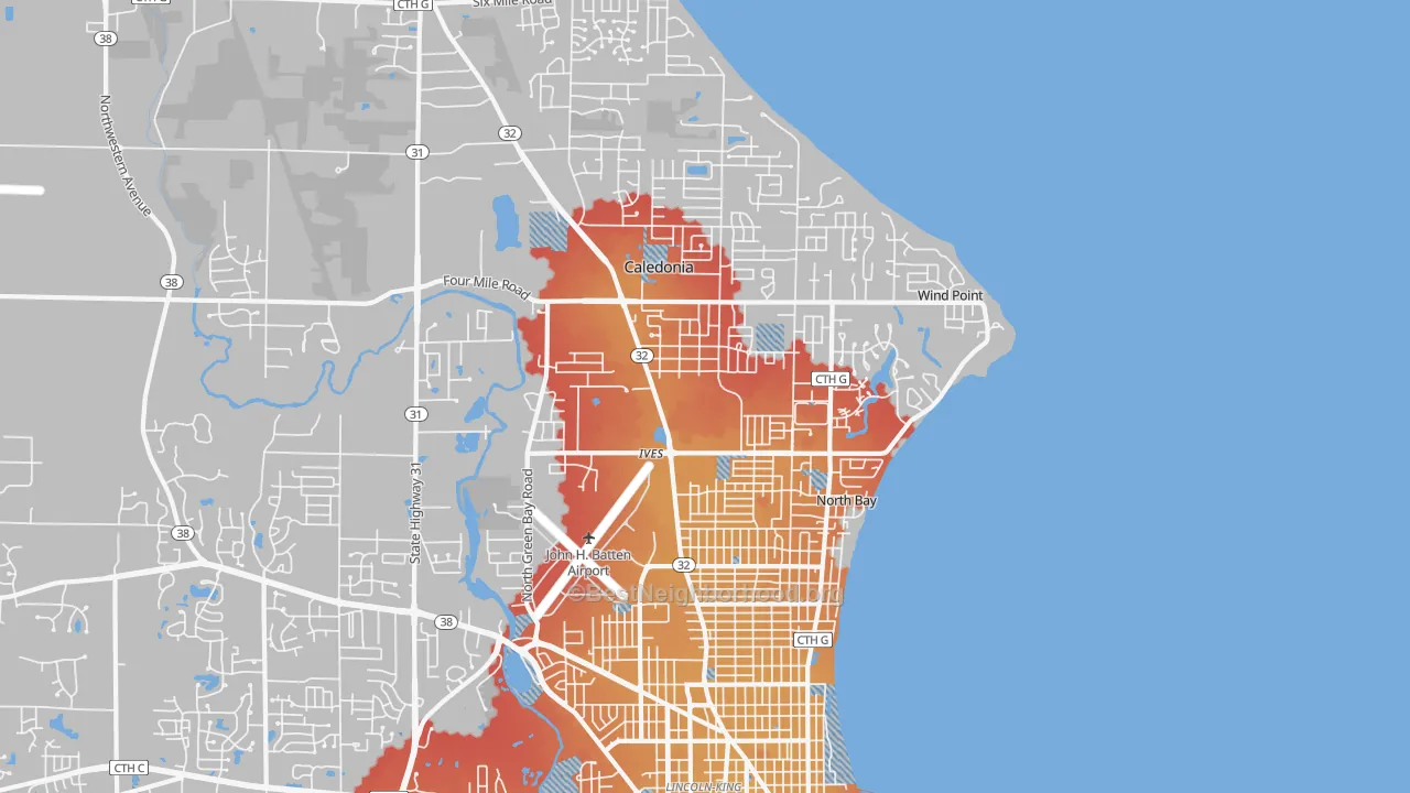 Transit Grade map of 53402, WI