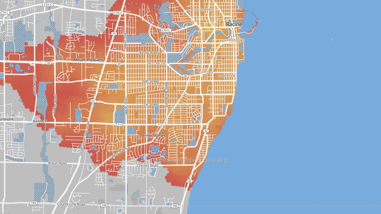 Transit Grade map of 53403, WI