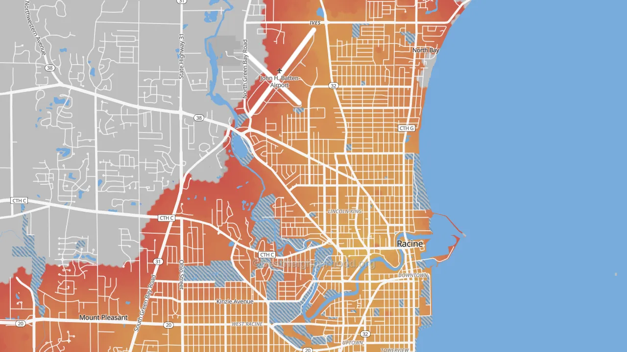 Transit Grade map of 53404, WI