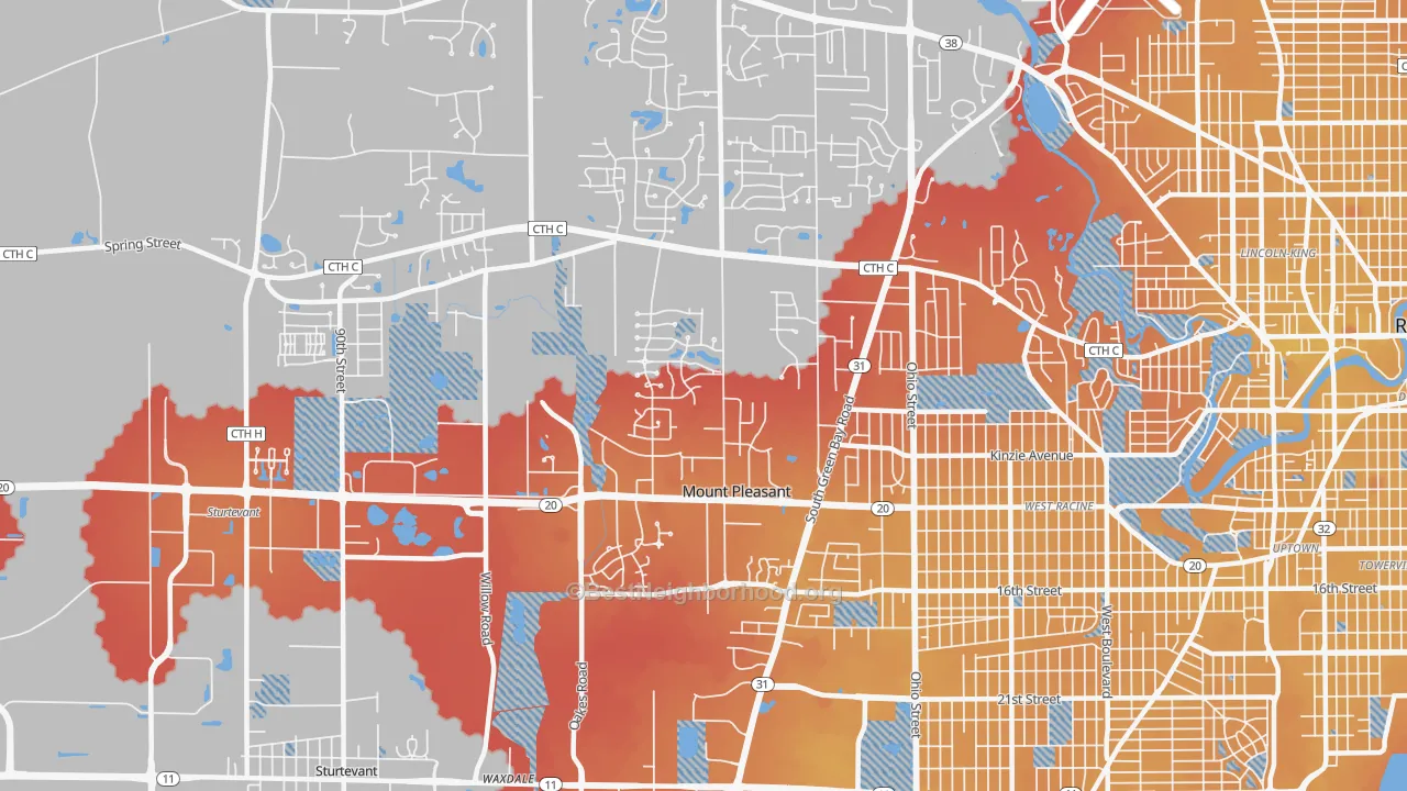 Transit Grade map of 53406, WI