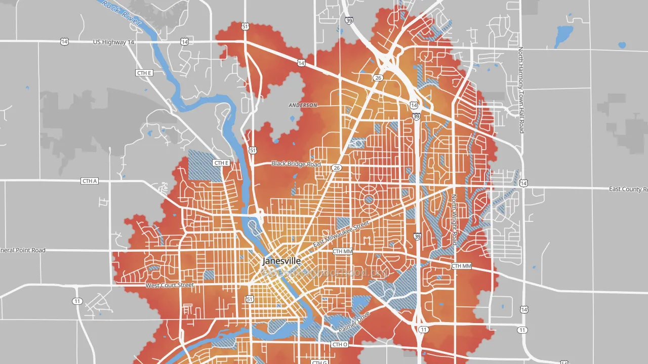 Transit Grade map of 53545, WI