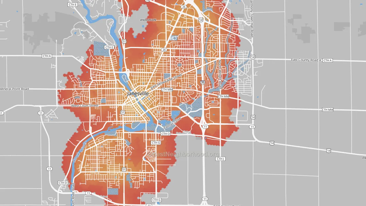 Transit Grade map of 53546, WI
