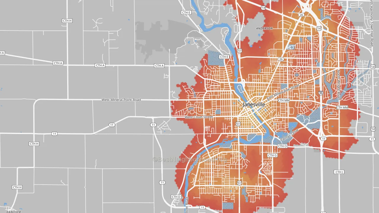 Transit Grade map of 53548, WI