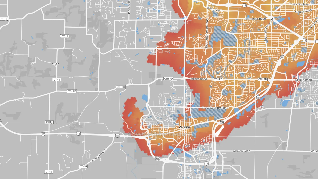 Transit Grade map of 53593, WI