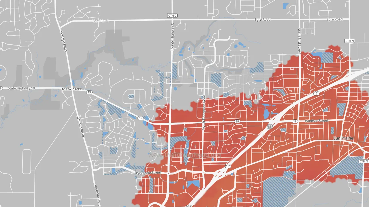 Transit Grade map of 53596, WI