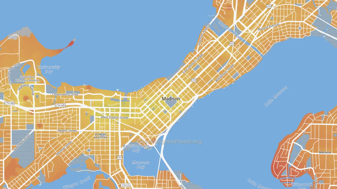 Transit Grade map of 53703, WI