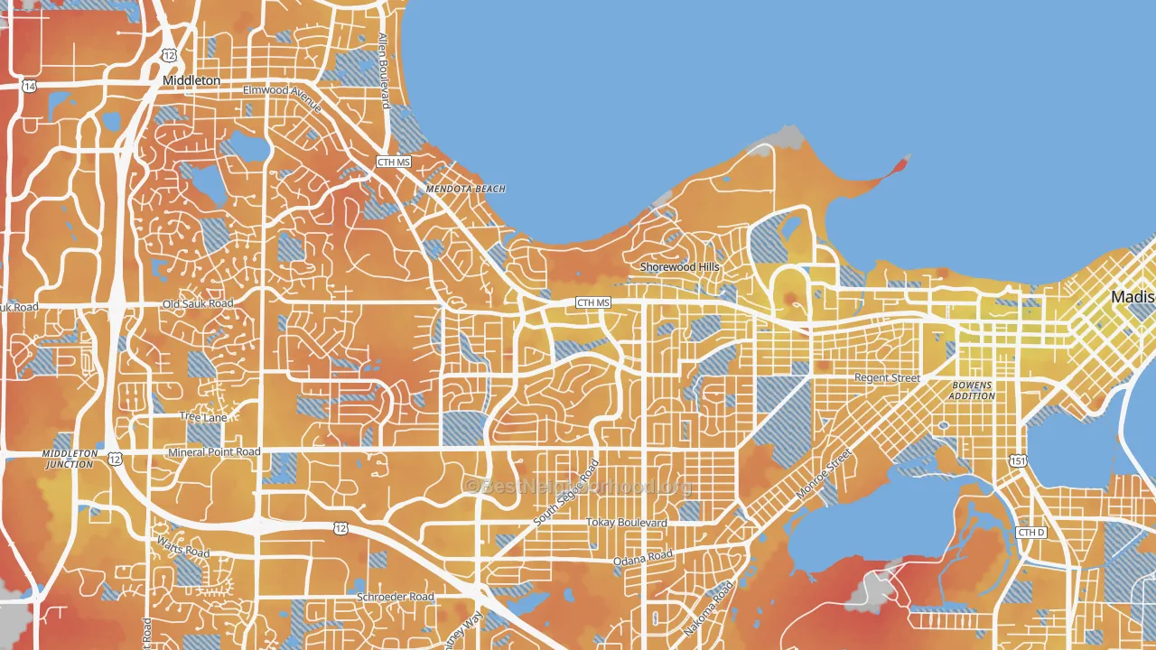 Transit Grade map of 53705, WI