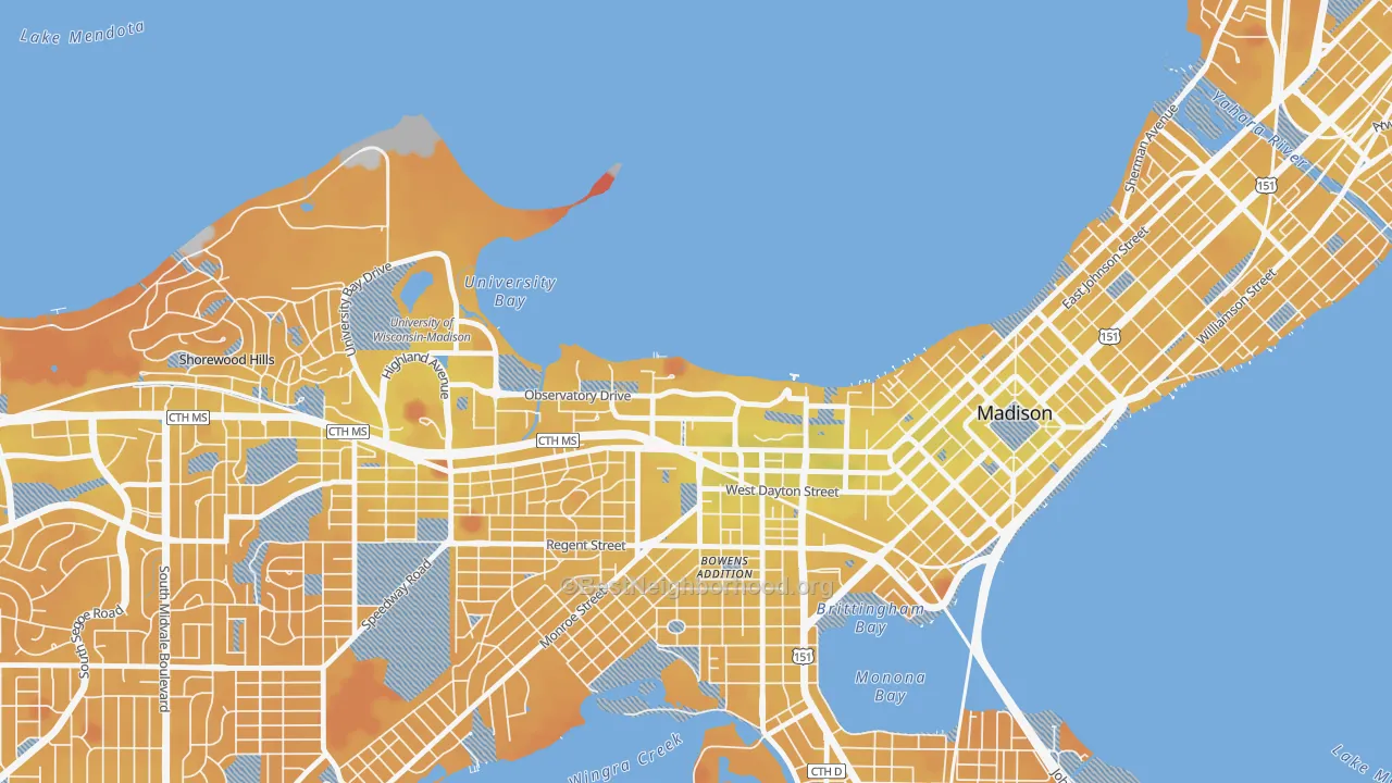 Transit Grade map of 53706, WI
