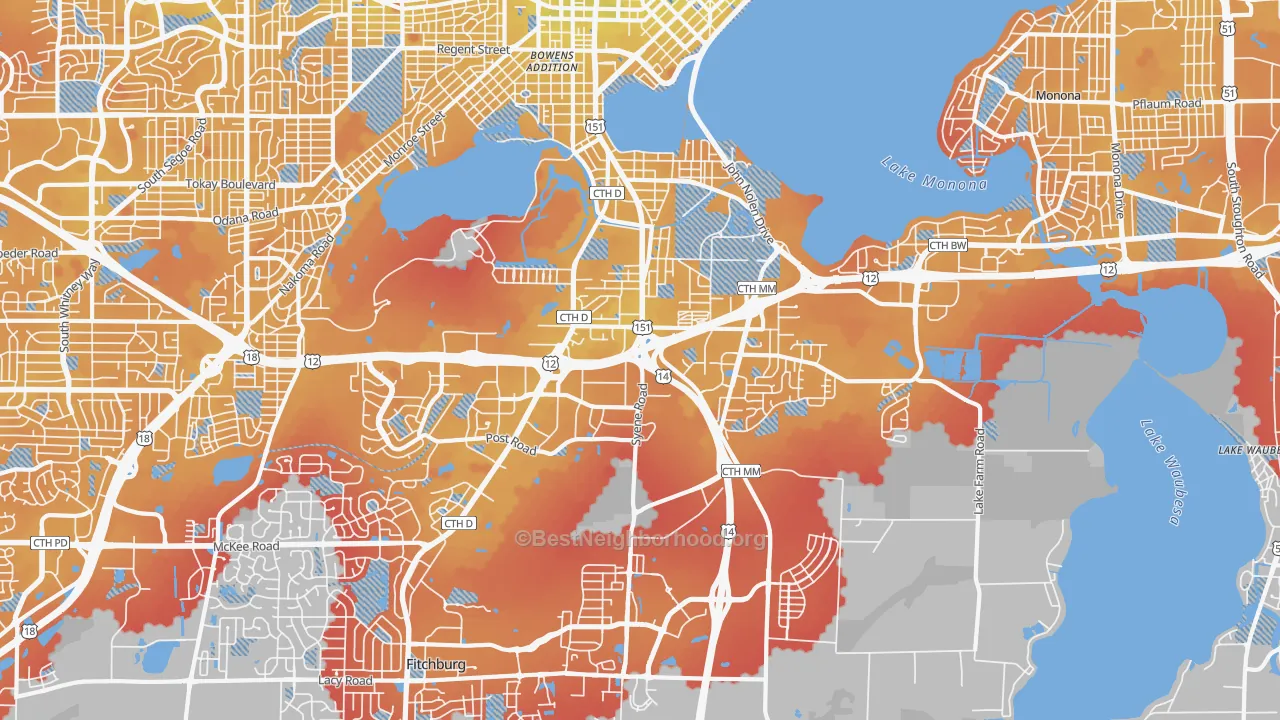 Transit Grade map of 53713, WI