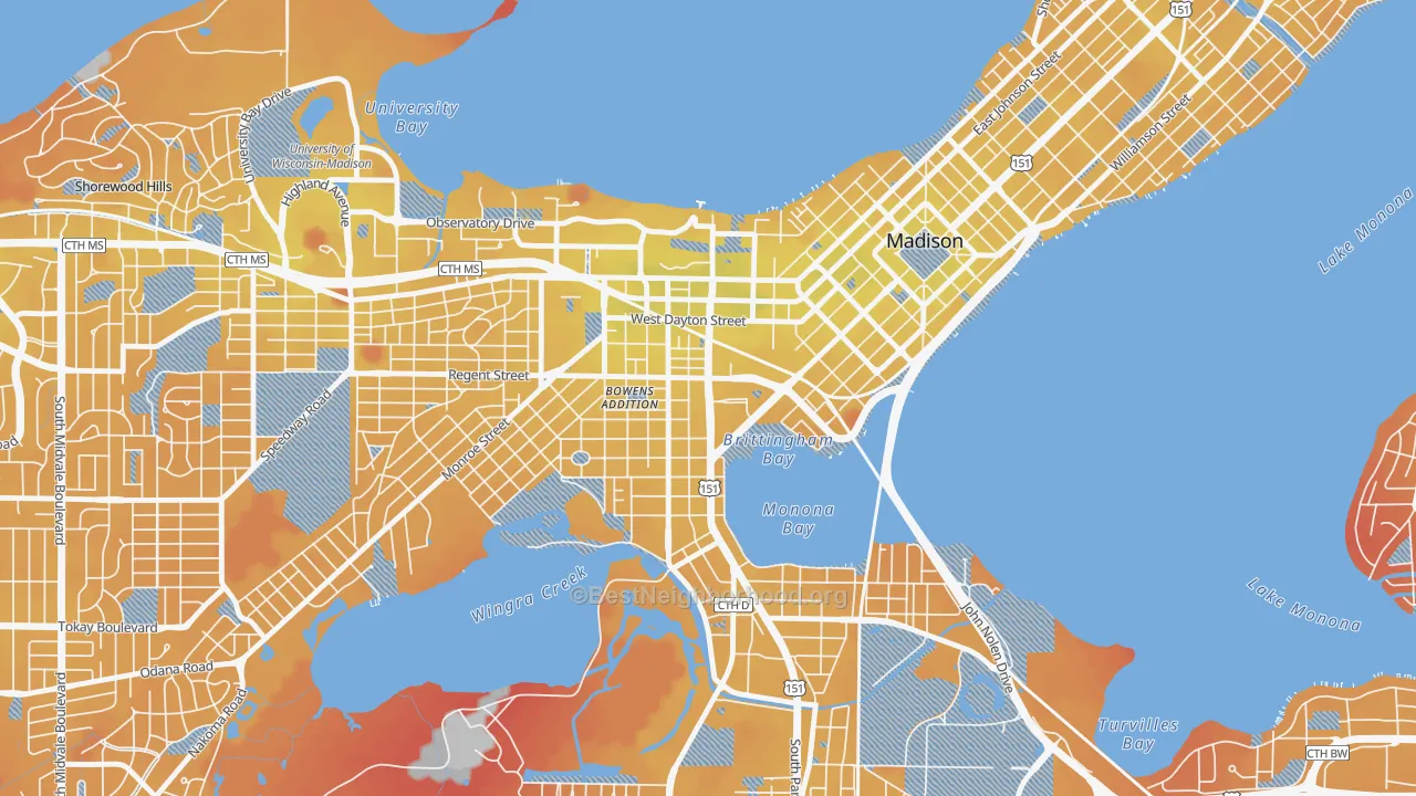 Transit Grade map of 53715, WI