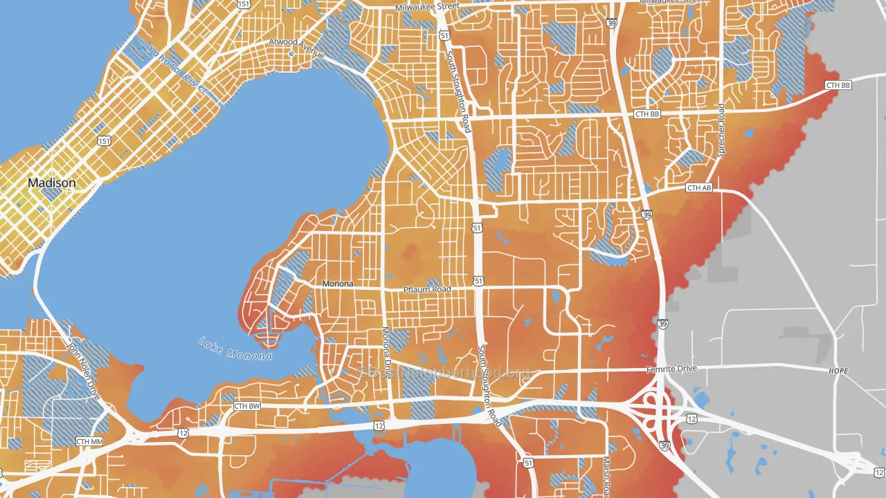 Transit Grade map of 53716, WI