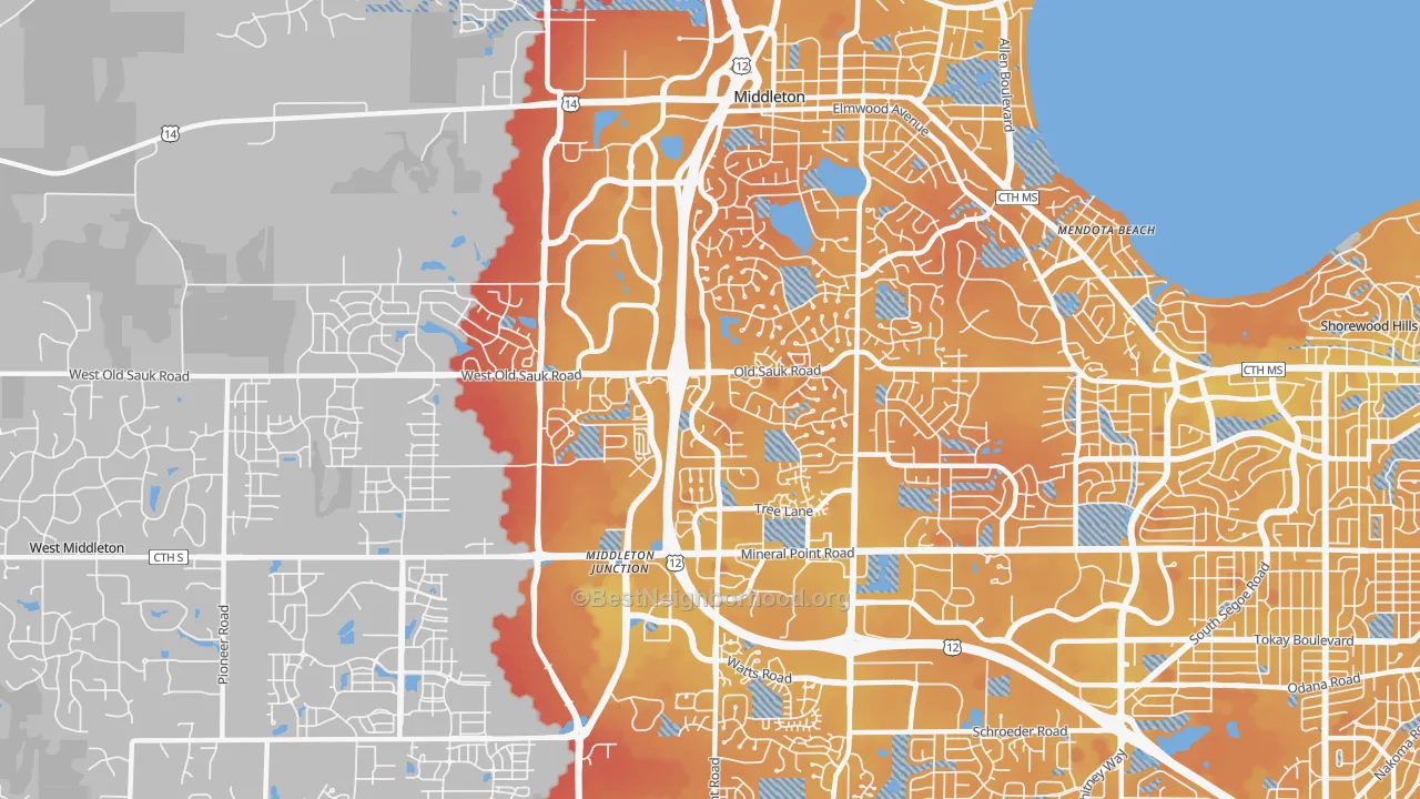 Transit Grade map of 53717, WI