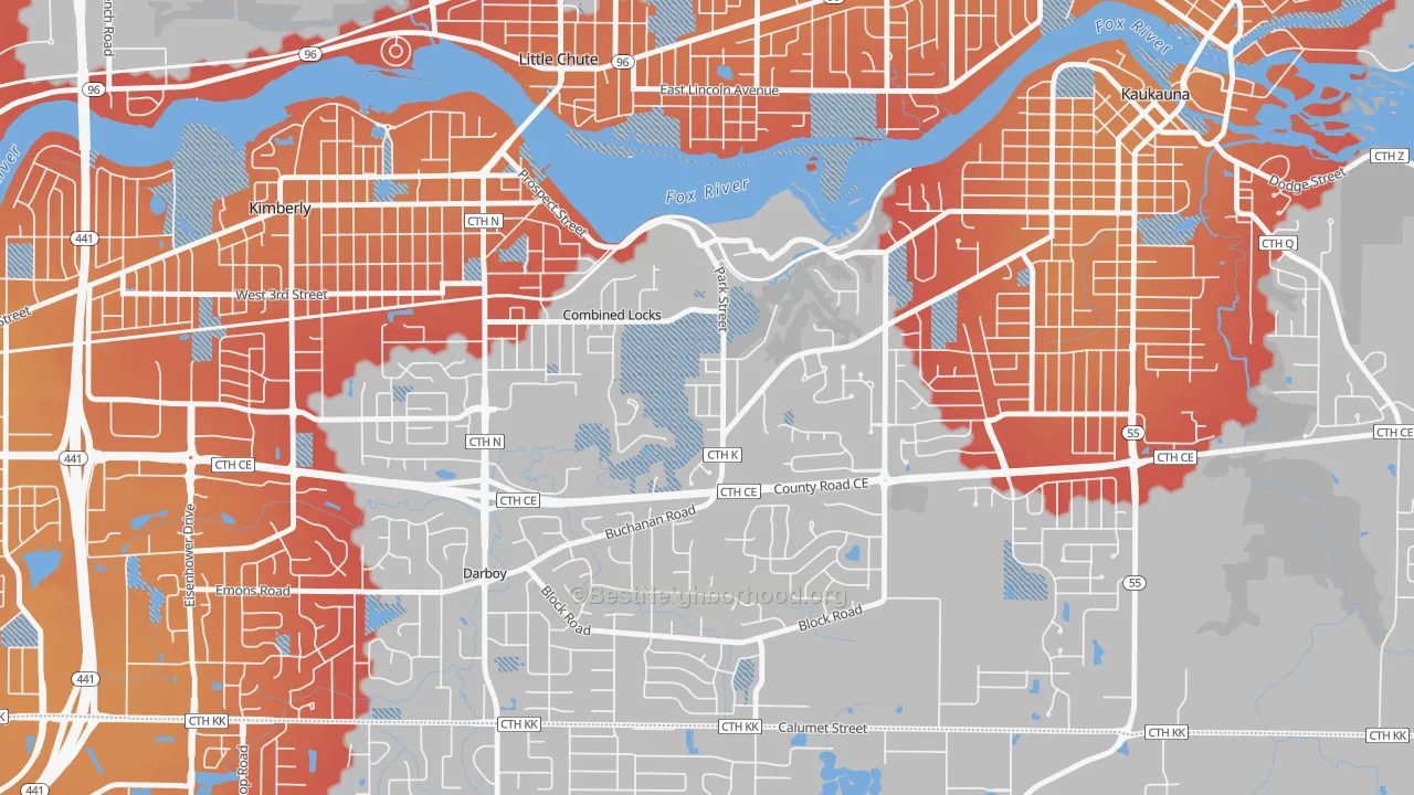 Transit Grade map of 54113, WI