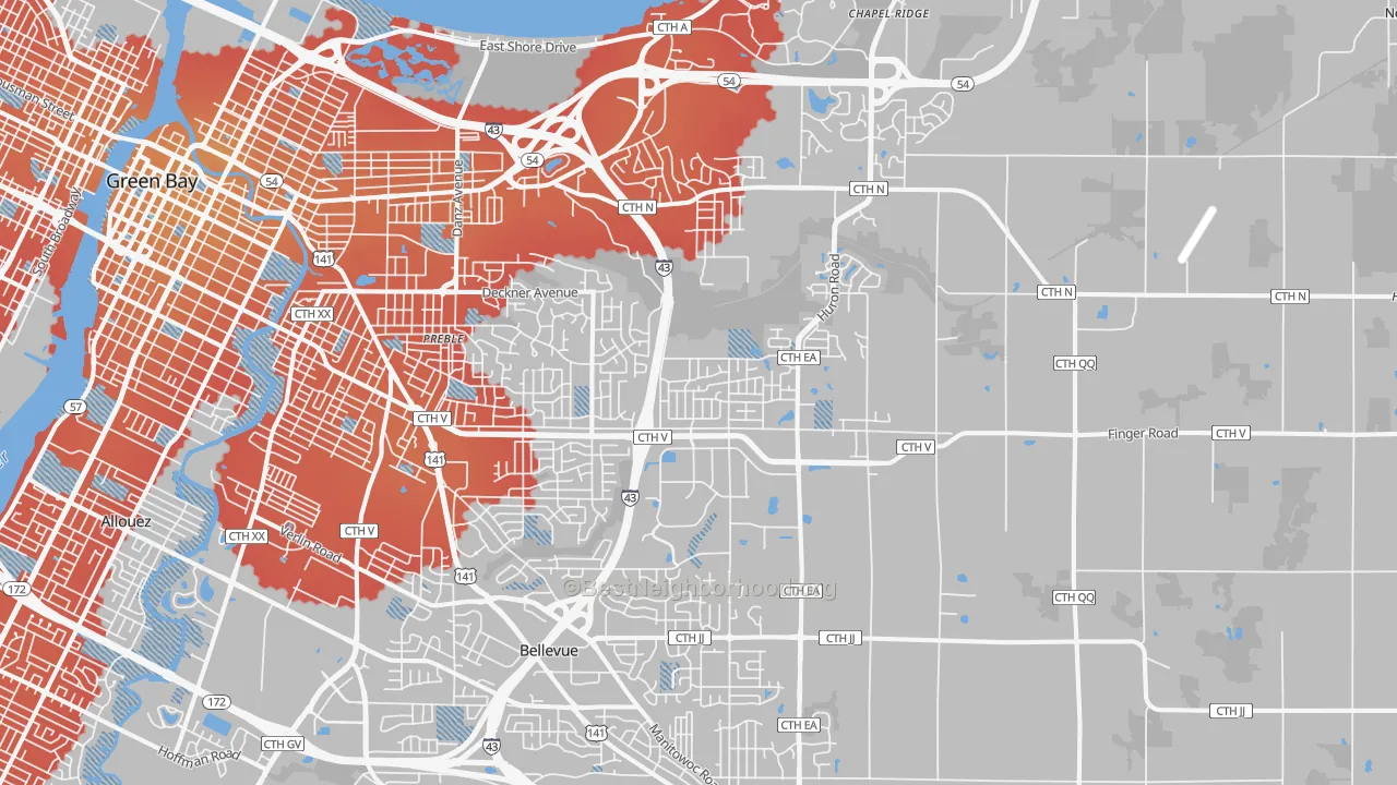 Transit Grade map of 54311, WI