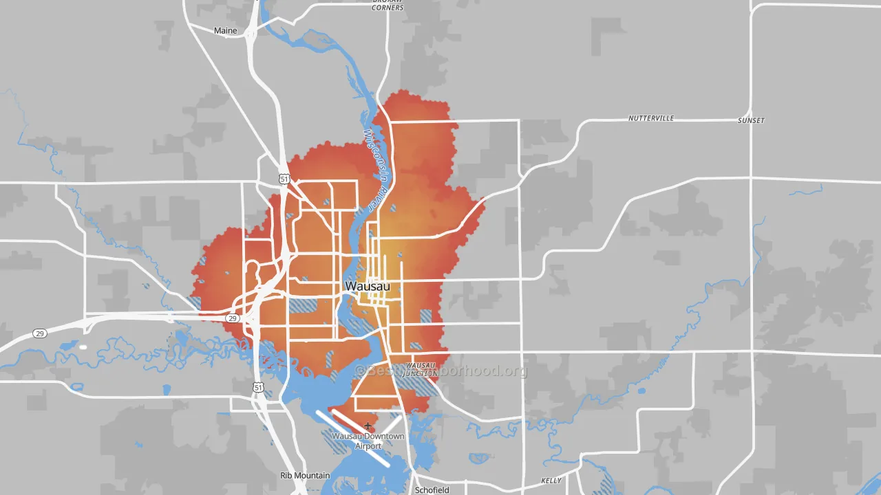 Transit Grade map of 54403, WI