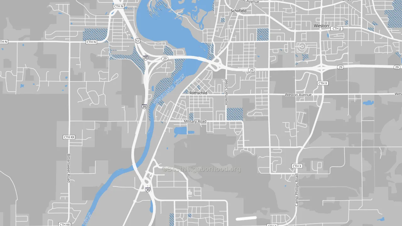 Transit Grade map of 54474, WI
