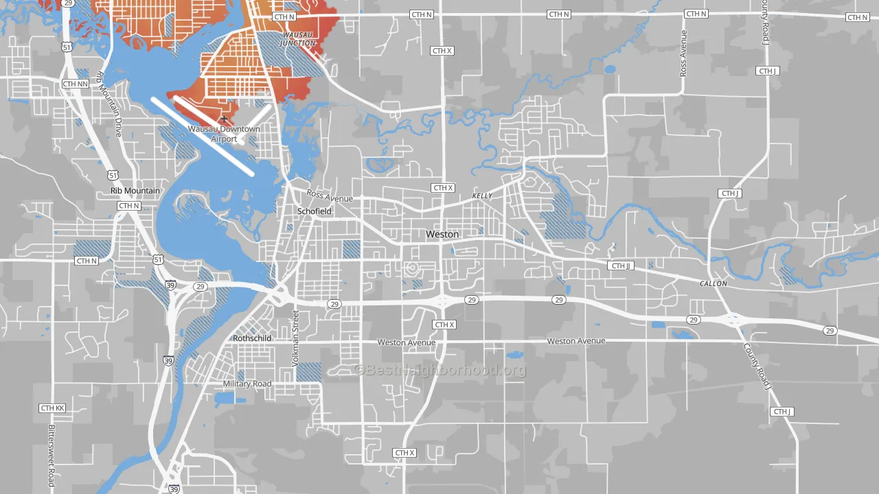 Transit Grade map of 54476, WI