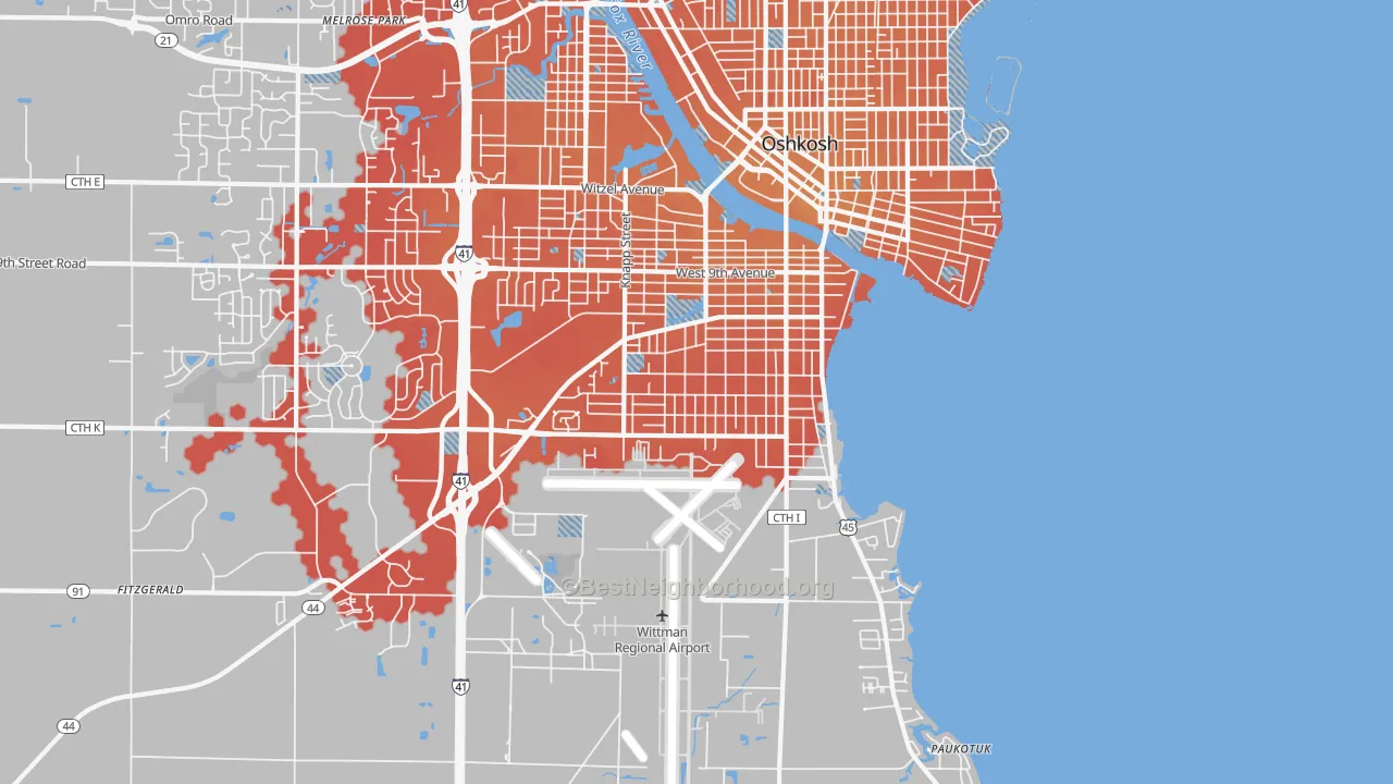 Transit Grade map of 54902, WI