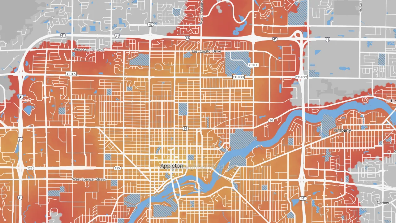 Transit Grade map of 54911, WI