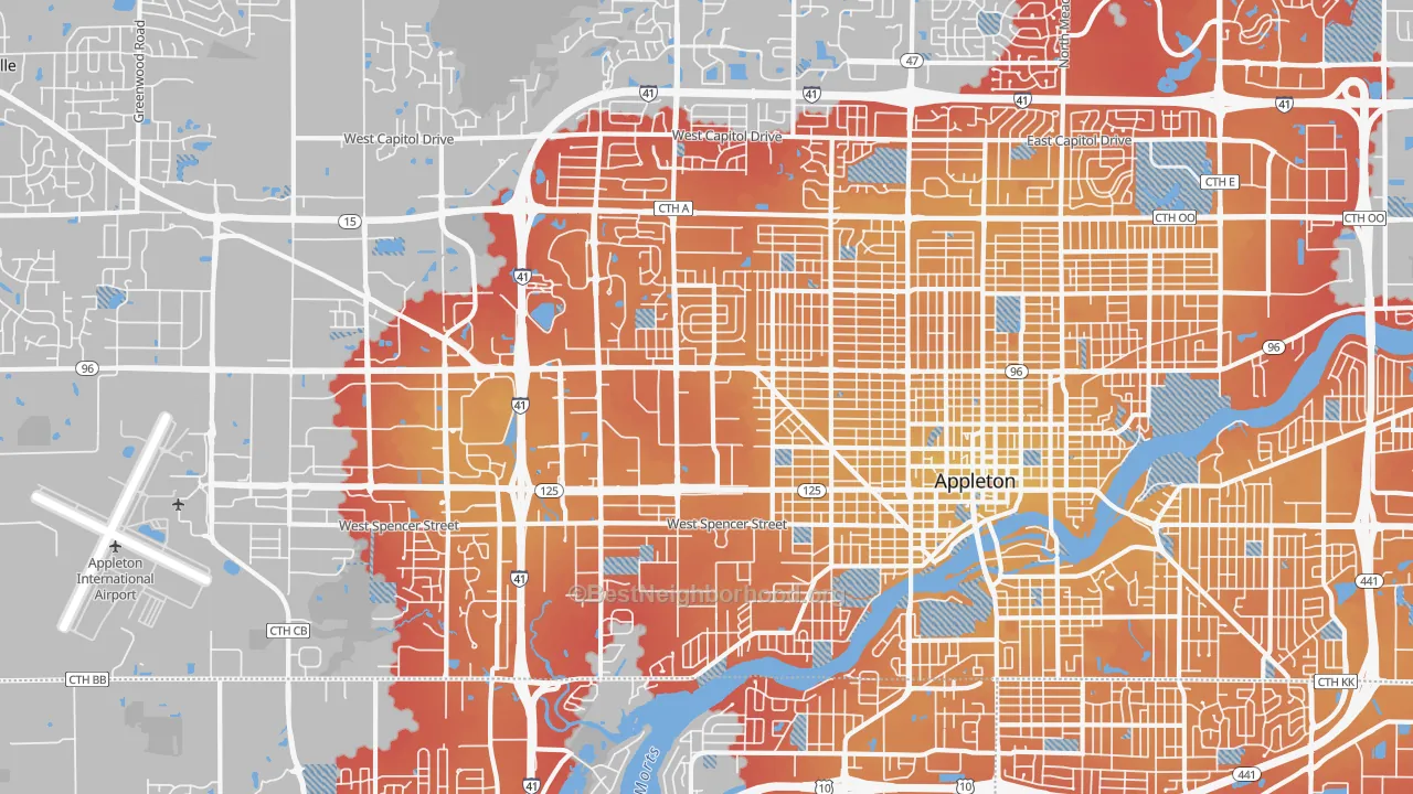 Transit Grade map of 54914, WI