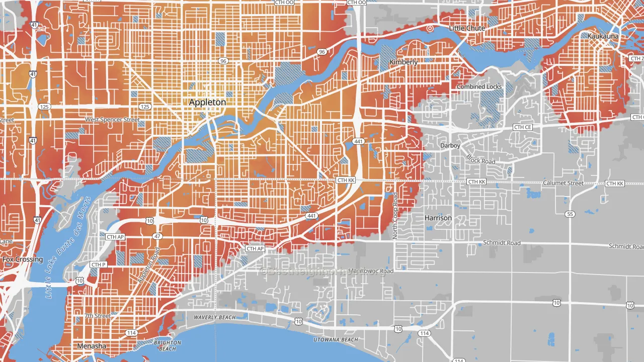 Transit Grade map of 54915, WI