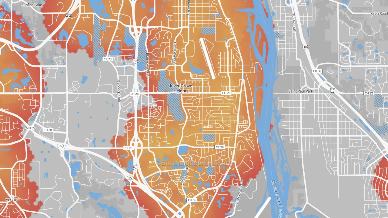 Transit Grade map of 55076, MN