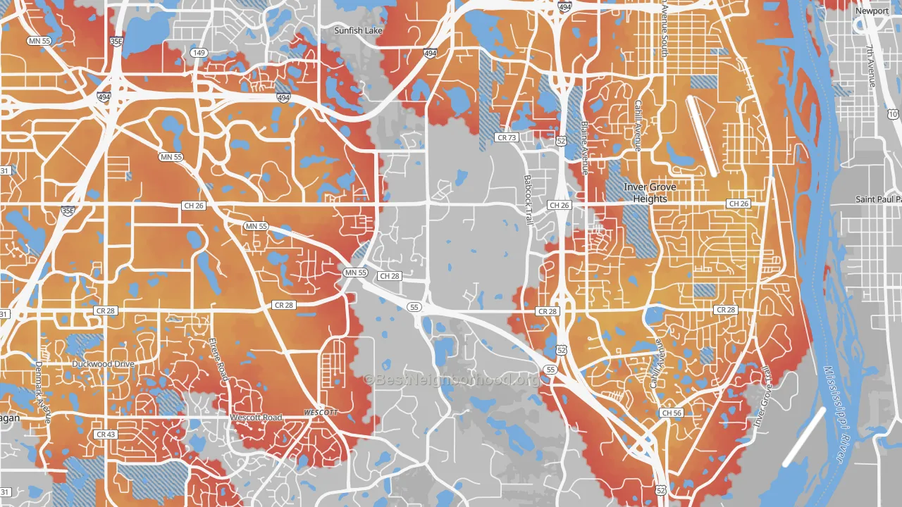 Transit Grade map of 55077, MN