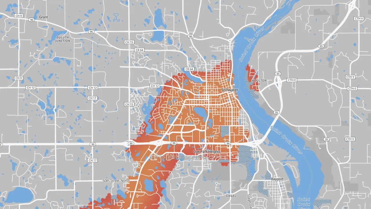 Transit Grade map of 55082, MN