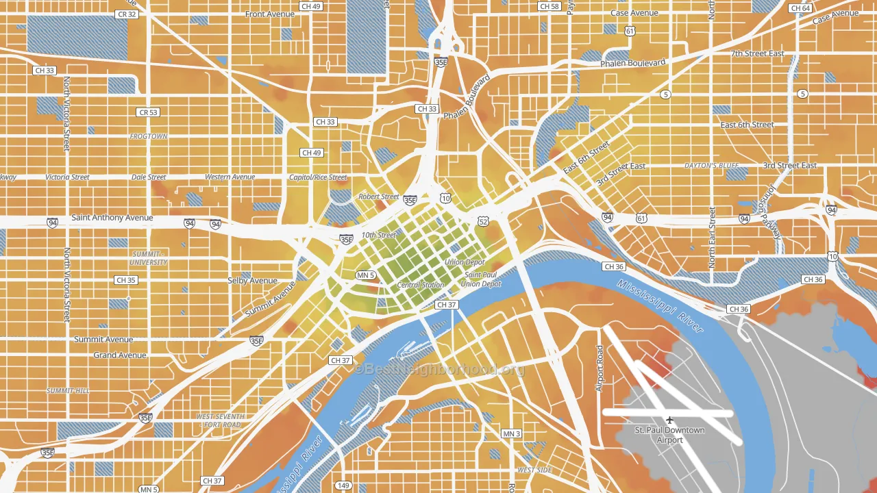 Transit Grade map of 55101, MN