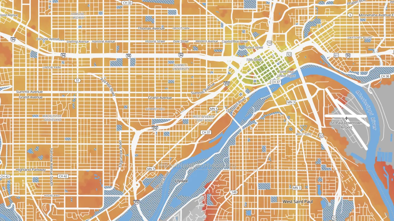 Transit Grade map of 55102, MN