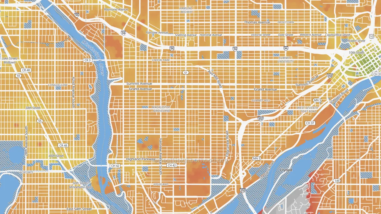 Transit Grade map of 55105, MN