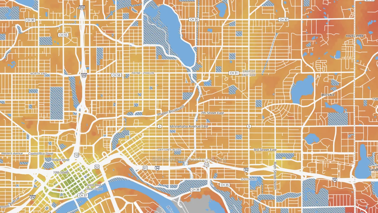 Transit Grade map of 55106, MN