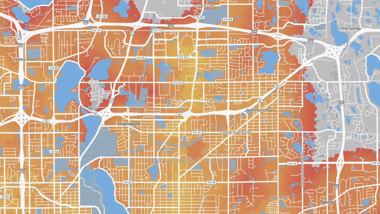Transit Grade map of 55109, MN